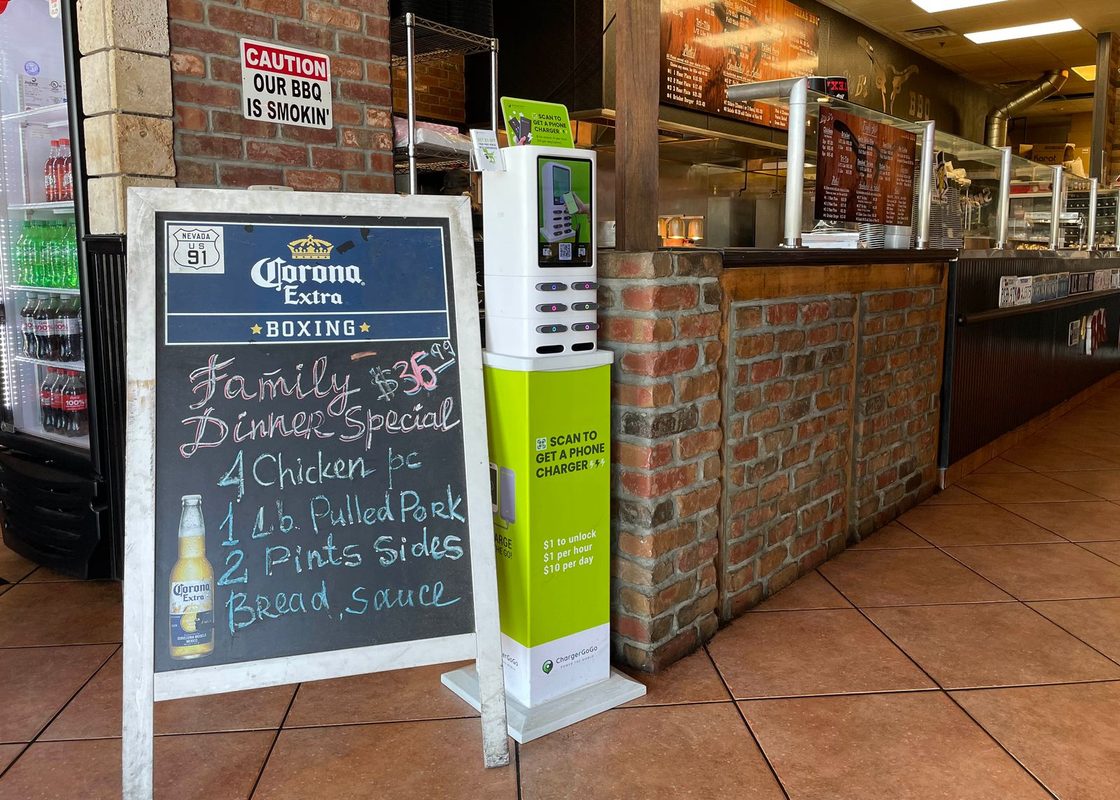 ChargerGoGo kiosk at a restaurant